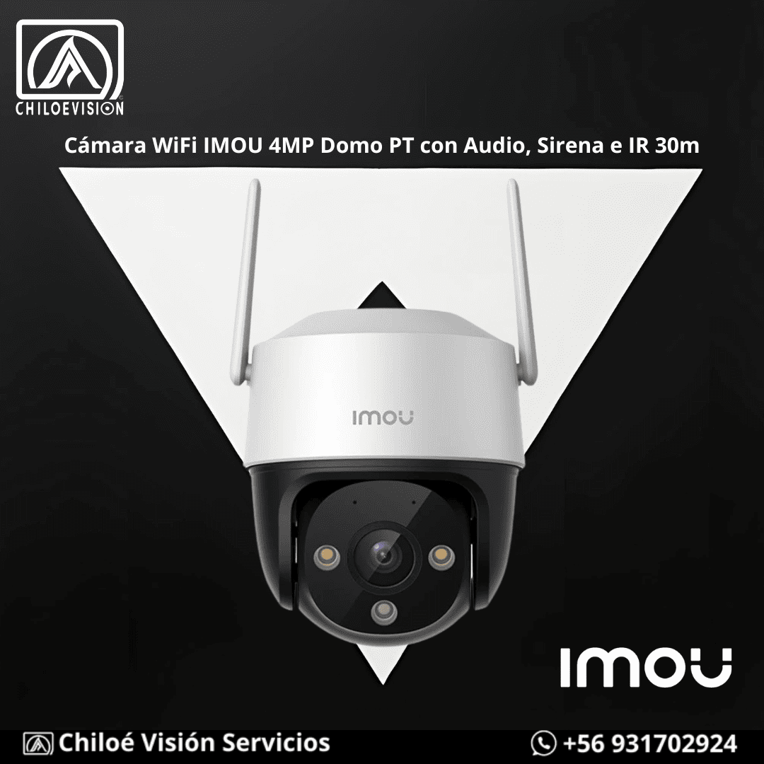 Cámara WiFi 4MP Domo PT con Audio y Sirena (Imou)