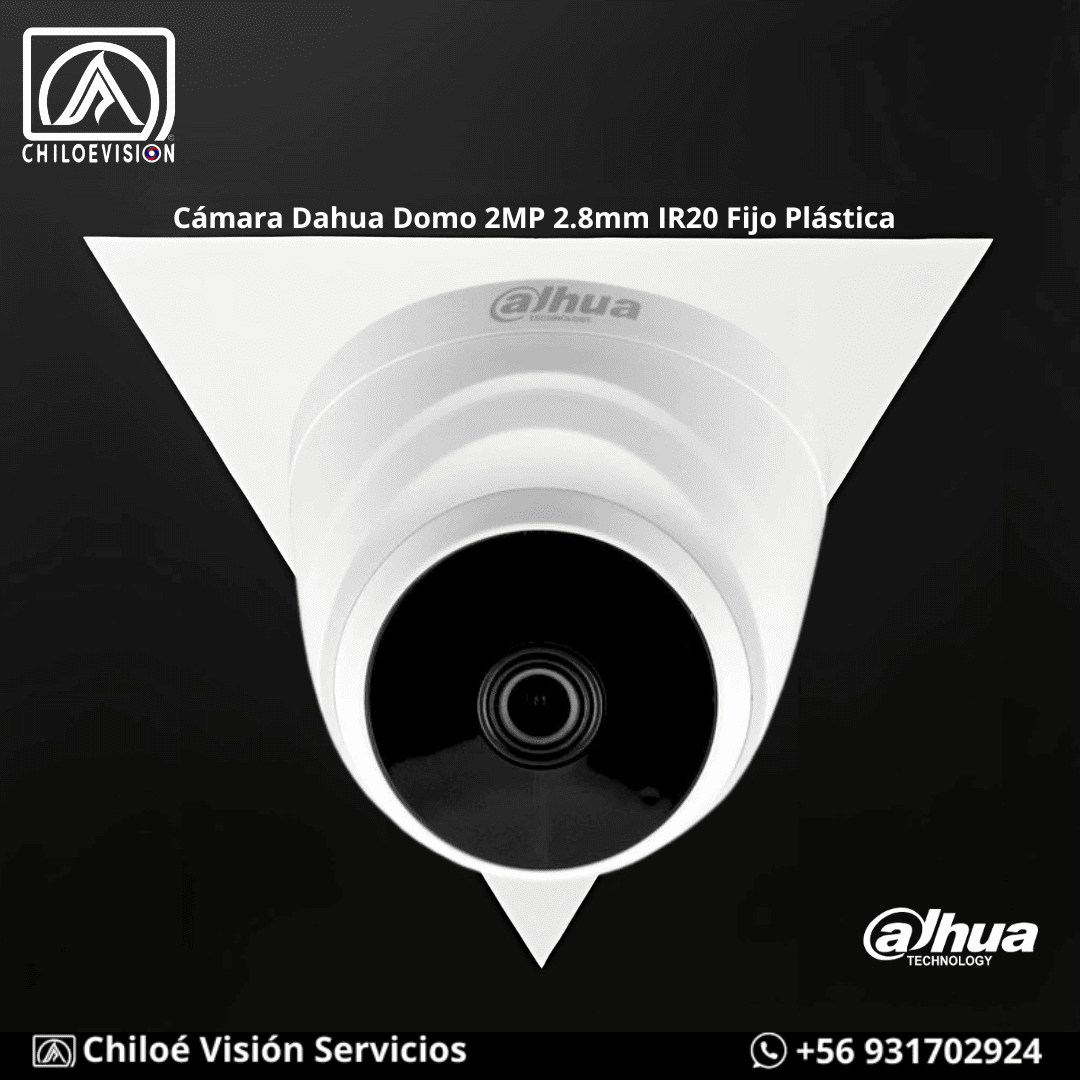 Cámara de Seguridad Domo 2MP 2.8mm IR20 Fijo Plástica (Dahua) en chiloe