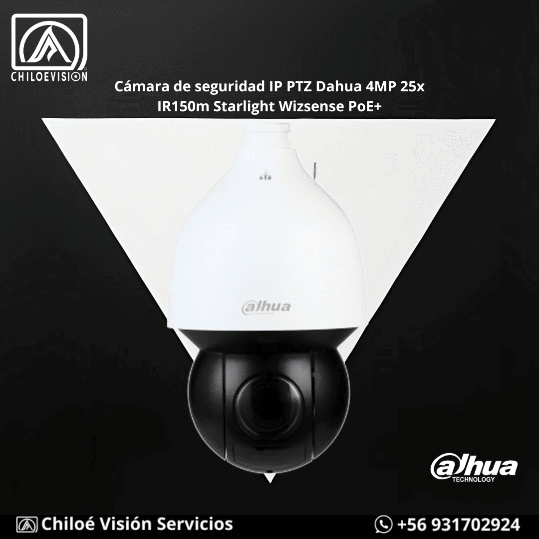 Cámara de seguridad PTZ 4MP Ip 25x IR150m Starlight Wizsense PoE+ (Dahua)