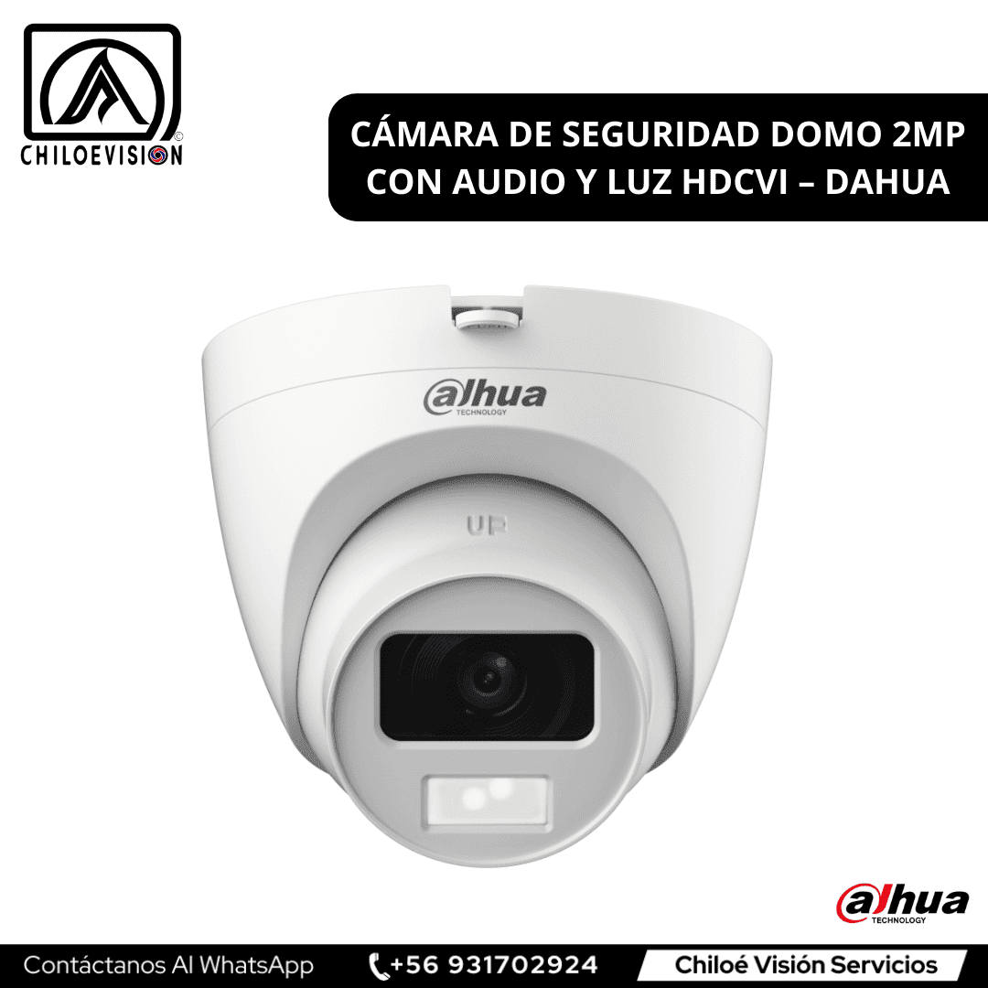 Cámara de Seguridad Domo 2MP con Audio Bidireccional y Luz Dual Inteligente HDCVI – Dahua