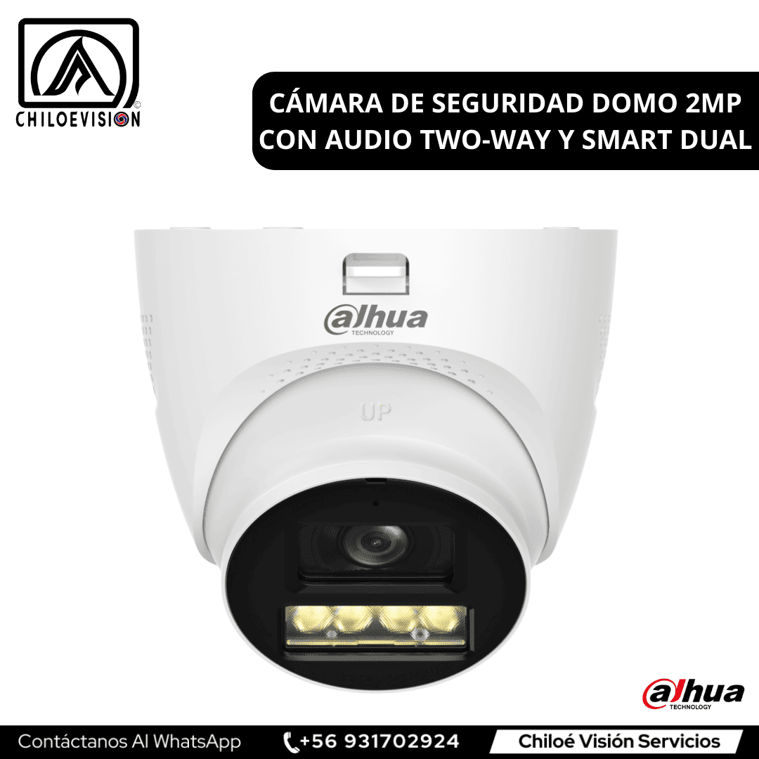 Cámara de Seguridad Domo 2MP con Audio Two-Way y Smart Dual Light – Dahua