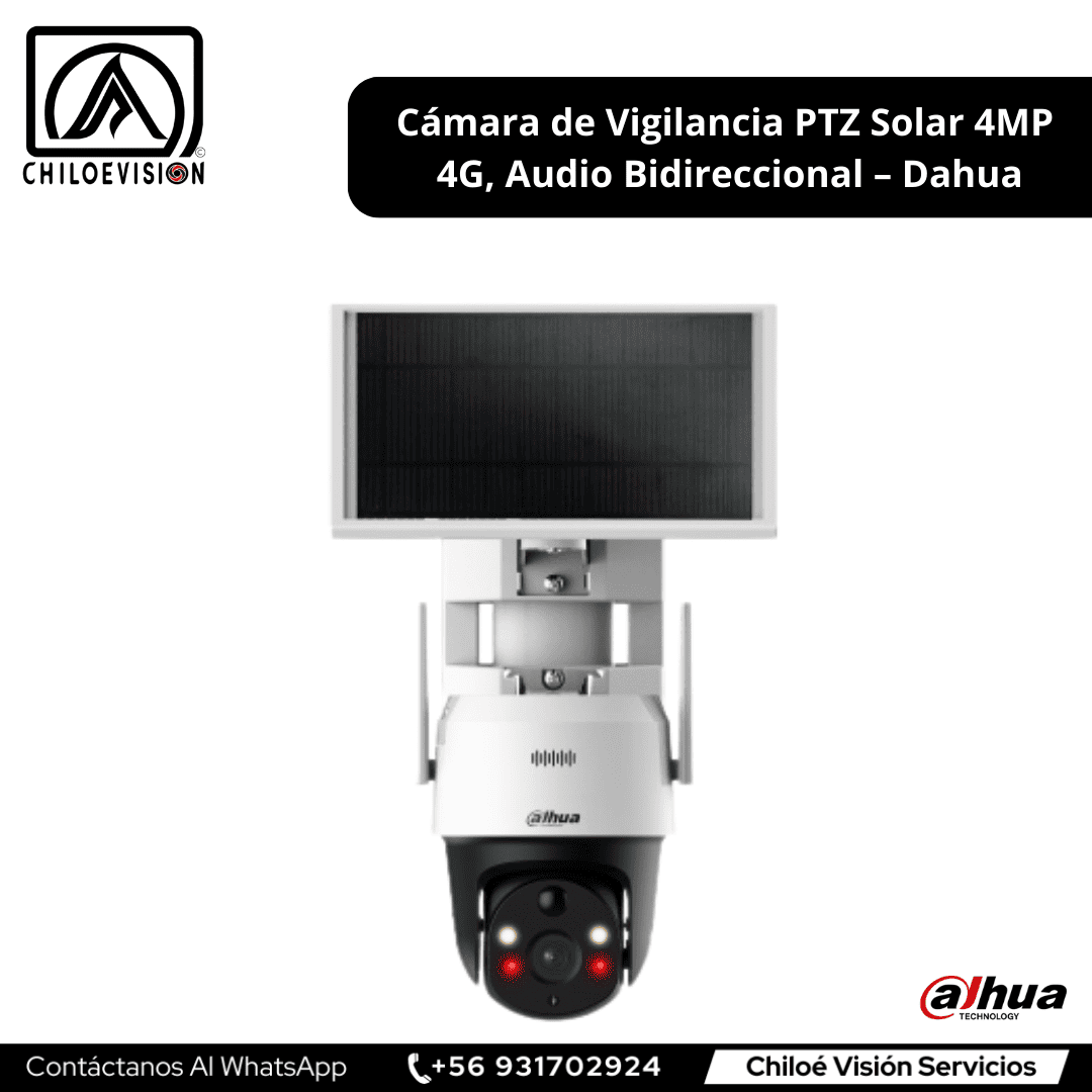 Cámara de Vigilancia PTZ Solar 4MP 4G, Audio Bidireccional – Dahua