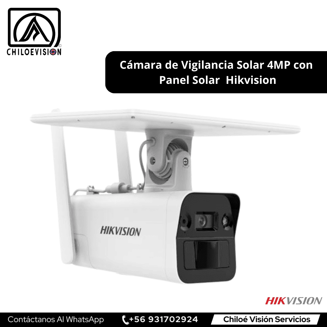 Cámara de Vigilancia Solar 4MP con Panel Solar, IP, Audio Bidireccional, Visión Nocturna IR 30M y Conectividad 4G – Hikvision