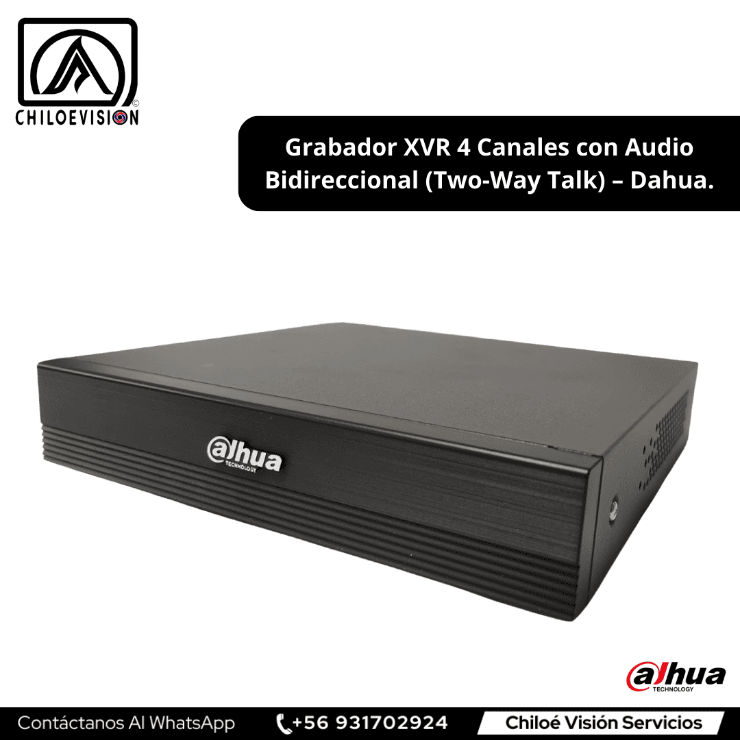 Grabador XVR 4 Canales Híbrido con Audio Bidireccional (Two-Way Talk) – Dahua.
