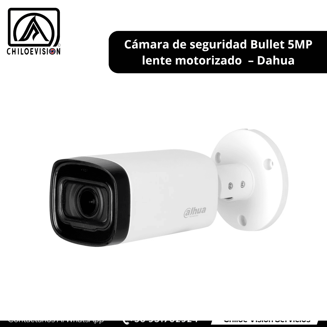Cámara de seguridad Bullet 5MP con lente motorizado y visión nocturna avanzada – Dahua